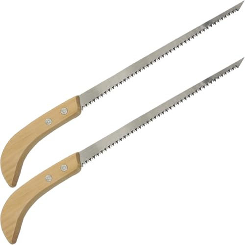SUPVOX Scie De Jardinage 2Pcs, Scie À Main En Acier ManganèSe Avec Manche En Bois, IdéAle Pour ÉLagage, Camping Et DéCoupe De Bois