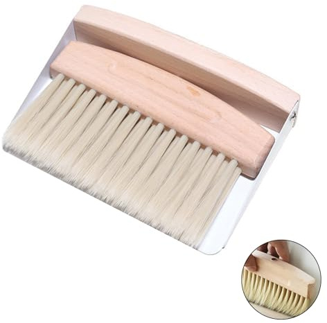 SVUPUE Small Dustpan and Brush Set, Mini Dustpan and Brush, Nylon Bristles, for Home, Office and School, White