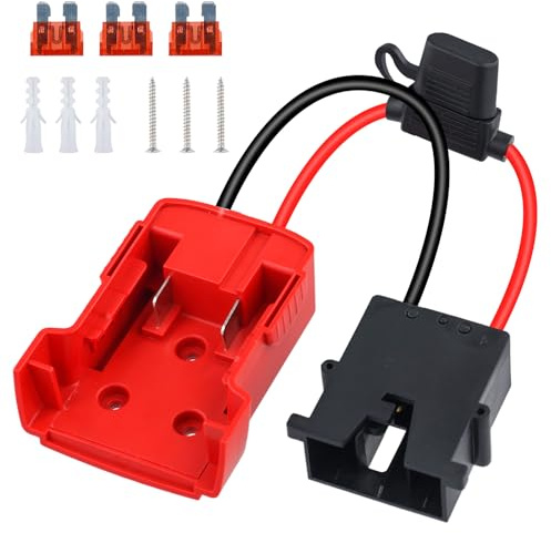Adapter for Milwaukee M18 Battery, Battery Adapter/Converter for Power Wheels with Wire Harness Connector & 40A Fuse Compatible with Fisher-Price 12V Power Wheels, 12AWG Wire