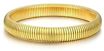 Bestyle Elastisches Armband Edelstahl Stretch Schlangen Armreif für Damen Frauen Mädchen,Breite 10mm|16mm|20mm, Silber|Gold|Rosegold|Schwarz