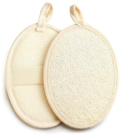 VYIBPDY 2 Pezzi Spugna esfoliante in Spugna di luffa Naturale, Spugna di luffa con Fascia Elastica, Realizzato in Spugna di Loofah per Doccia Ecologica per la Pulizia Profonda della Pelle