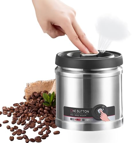 Contenedor de Almacenamiento de Alimentos con Recipiente de café Al Vacío, Recipientes Herméticos de Almacenamiento de Alimentos de Acero Inoxidable 304, Recipiente (1100ML Acero