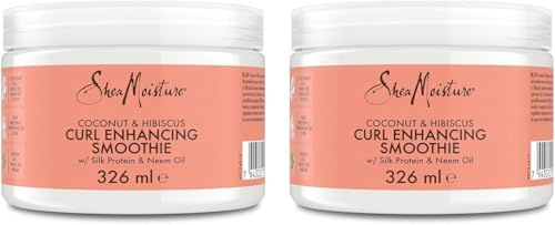 SheaMoisture Curl Enhancing Smoothie för tjockt, lockigt hår kokosnöt & hibiskus Leave-In Styling Cream utan silikon och sulfat 2 x 326 ml