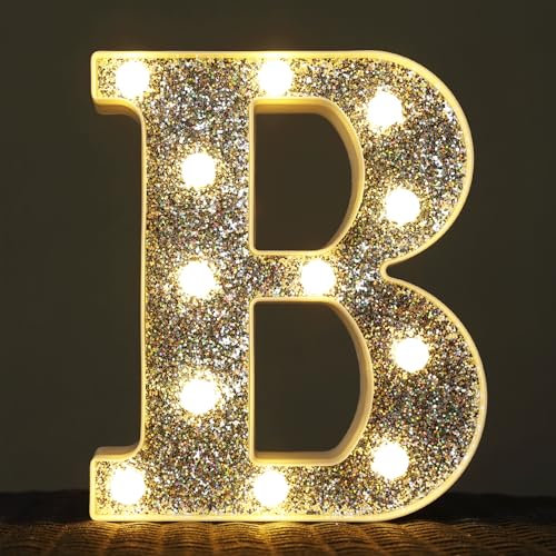 NWLight Marquee Light Signs for Table Decorations - Glitter Alphabet & Number Lighted Letters for Prom, Events or Engagement Party Decor
