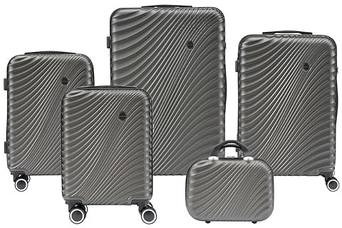 Convector Set Quattro Trolley + Beauty Case Da Viaggio, Valigie Rigide in 5 Dimensioni Con Ruote Girevoli a 360 °, Lucchetto TSA e Struttura in ABS Doppio Strato, Antigraffio e Antiurto