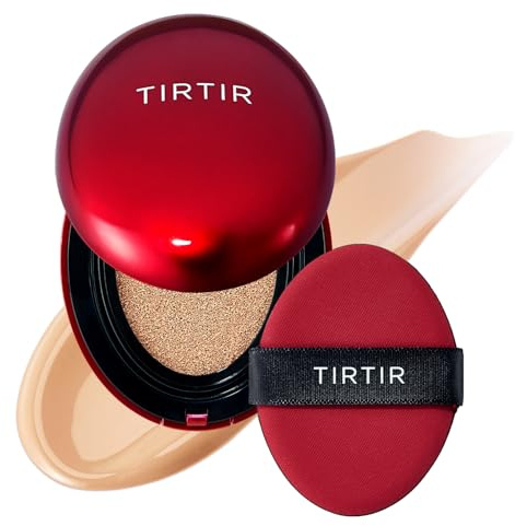 TIRTIR Mask Fit Red Cushion Foundation | Volle Deckkraft, Leicht & Hautnah, Satin Glow Finish | Koreanisches Cushion Make-up, Tattoo-Abdeckung, Aufbauend (0,15 Fl Oz), 22N Shell Beige