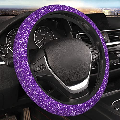 Auto Lenkradabdeckung Glitzer Lila, Universal Lenkradhüllen Anti Rutsch Auto Lenkradhülle Für Accessoires Herren Auto 38Cm