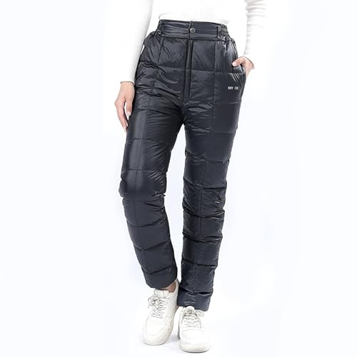 doorslay Gänsedaunenhose Herren/Damen Warme Daunenhose Outdoor wasserdichte Wanderhose Leichte Füllung aus 90% weißen Gänsefedern Mit Aufbewahrungstasche
