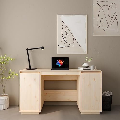 CFODOJ Bürotische, Schreibtisch, 140 x 50 x 75 cm, Massivholz, Kiefer