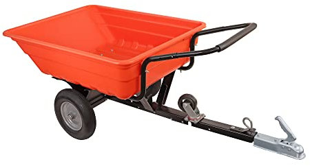 wuuhoo® Kippanhänger Kalle für den Rasentraktor, Anhänger bis 300 KG, Rasenmäheranhänger, kippbarere Hänger für den Garten, optional mit Anhängerkupplung Mit Anhängerkupplung (orange)