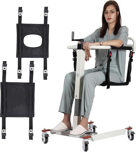 Wheelchair for Shower and Toilet, Patient Lift Wheelchair for Home and Car, Height-Adjustable Flip-Up Footrests Portable Wheelchair Lift Hoist, for Elderly Disabled Nursing