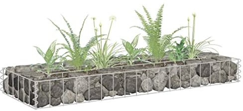 Césped y jardín, jardinería, macetas y maceteros Gabion Cama elevada de acero galvanizado 90 x 30 x 10 cm