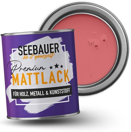 SEEBAUER diy Mattlack Rot 750ml für Innen & Außen (No. 340 Red Wine) Möbelfarbe ohne Schleifen - Hybrid-Lack für Holz, Metall, Kunststoff - Holzlack, Möbellack hohe Deckkraft