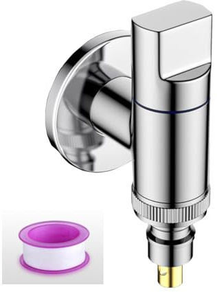 Wasserhahn Waschmaschine, Schnellöffnende Winkelventil Wandmontage Waschmaschinenhahn Edelstahl Schnellöffnung Eckventil Wasserstopp für Waschmaschinen Ventil(Silber)