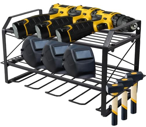 Power Tool Storage Rack - 3 Layers Tool Charging Station Organizer | Wall-Mounted Tool Holder for Garage, Workshop & Warehouse - Holds 100lbs/45kg, Ideal for Drills, Tool Boxes, and Hardware