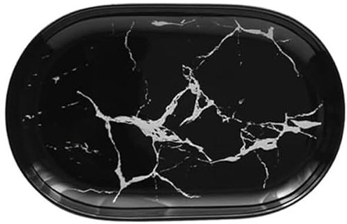 Ovale Teller, ovale Fischteller, Keramikschale, Marmormuster, Teller, Servierteller for Fisch, Garnelen, Obst, Käse, Vorspeisen, Salat(Black)