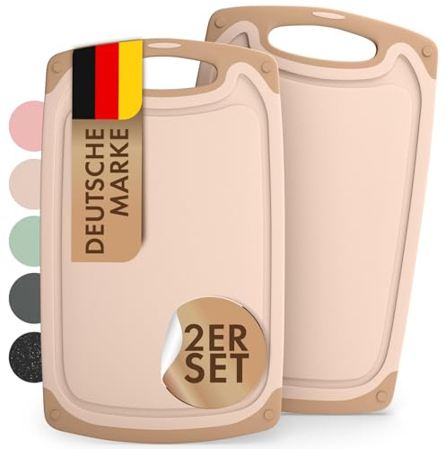 Blumtal Frühstücksbrettchen Kunststoff 25x15 cm im 6er Set - Brettchen spülmaschinenfest - Frühstücksbretter Kunststoff BPA-frei - Schneidebrett spülmaschinenfest - robuste Schneidebretter Beige