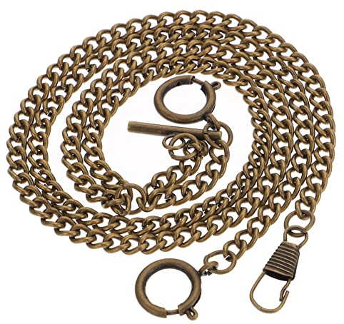 DEARMAMY Catena dell'orologio da tasca, cintura da lavoro, accessorio uomo, decorativo, metallo, fibbia rotonda, per orologi da tasca e portafoglio, unisex adulti