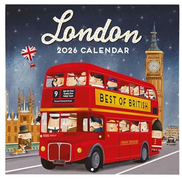 Legami - Calendario da Parete 2026, London, Calendario da Muro Grande, 12 Mesi e Planner Annuale, in Inglese, Spazio per Note, Segni Zodiacali, Festività Internazionali, 30 x 29 cm