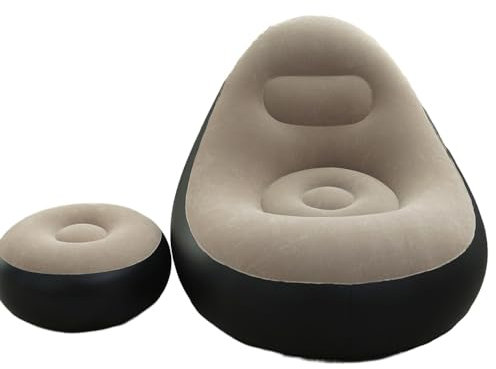 ZGFHLI Aufblasbares Freizeit-Sofa/-Stuhl Und Fußhocker,Wasserdichtes Luftsofa Outdoor Tragbares Aufblasbar Luft Sofa Couch Air Lounger Mit Portable Paket Für Den Außenbereich,Beflockt,Braun