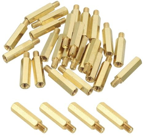 PATIKIL M5Messing Männlich Weiblich Schrauben Abstandshalter, 25 Stück PCB Motherboard Abstandsschrauben Für Drone Quadcopter Computerbau Elektronik Leiterplatte Gold (M5 x 25mm+7mm)