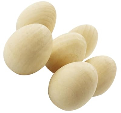 BESTonZON 6 pièces Jouets Bois Œufs Artificiels pour Garçon Fille Jouets Déveil Éducatifs et Jeux de Maison Simulés Bois Naturel Sûr et pour Filles et Garçons