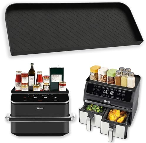 Feegela Bandeja de Silicona para Freidora de Aire Cosori 10L, Negro | Compatible con Cosori Dual Blaze 10L y 8.5L, Reposautensilios Anticalor, Para Botellas y Utensilios de Cocina
