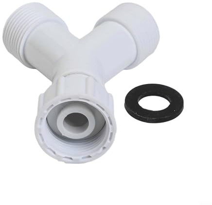 Dishwasher and Washing Machine Y Tee Connector Adapter, Double Inlet Plastic Junction Splitter with Rubber Seal, Hot and Cold Water Hose Joiner, 81mm Size