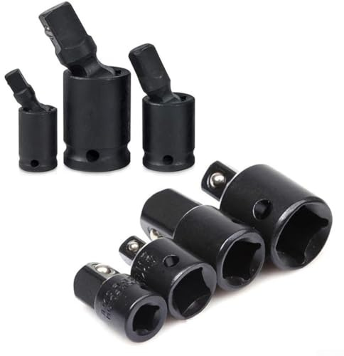 Yuanpgky 7-teiliges Steckschlüssel-Adapter-Set mit Drehgelenk und Reduzierstücken in 1/4, 3/8, und 1/2 Zoll Antriebsgrößen für Druckluft- und Elektrowerkzeuge