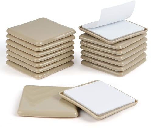 DiULi Autoadhesivos Corredores de Muebles, 16 Piezas Almohadillas de Fieltro y PP EVA para Mueble Universal, Deslizadores Profesionales de Muebles Autoadhesivos para Sillas, Mesas y Sofás (65*65*7mm)