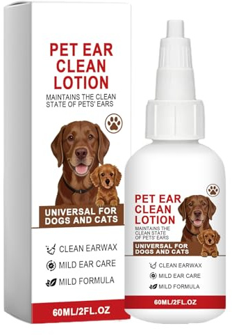 Adaobbt Pulitore Orecchie Cane | Liquido Detergente e Lenitivo - 60ml per Sollievo Prurito Orecchie Cane - per Detriti Cerume Arrossamento Cuccioli Gatti Toelettatura
