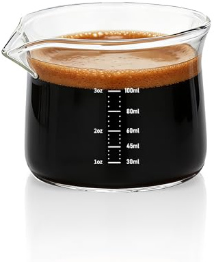 BCnmviku 100ml Espresso Cups,Borosilicate Glass Measuring Jug for Coffee | barista,coffee lovers,ml/oz measuring for coffee extraction,homemade drinks,kitchen salad dressing,melted butter