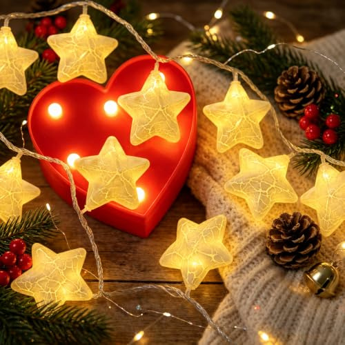 ZingBox Lichterkette Sterne Kinderzimmer, 1,5m 10LED Sterne Lichterkette Innen Batterie, Kinder Lichterketten für Kinderzimmer Mädchen Junge Schlafzimmer Hausbett Bett Geburtstag Garten Party Deko