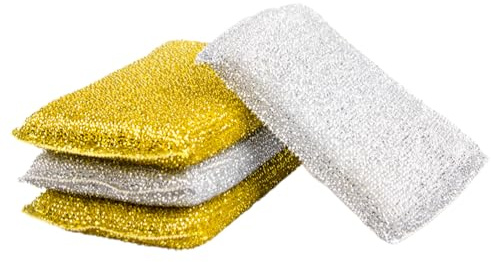 BESTYASH 4pcs Reusable Kitchen Cleaning Sponge with Polyester Thread, Lightweight and Quick-Drying Dishwashing Scrub Sponges Suitable for Heavy Duty Wok and General Dish Cleaning