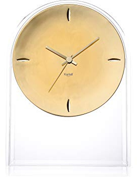 Kartell Air du Temps Tischuhr, Plastik, Kristallklar/gold, 21.5 x 8 x 30 cm