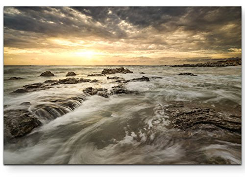 Paul Sinus Art Leinwandbilder | Bilder Leinwand 120x80cm das Meer bei Sonnenuntergang