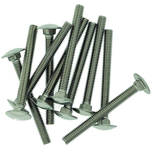 Lot de 10 boulons de carrosserie carrés M6 (6 mm x 70 mm) en acier inoxydable (A2)