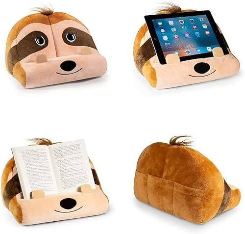 Bookmonster Faultier - Lesekissen für Bücher und Tablets - Buchständer - Tablethalter - Lesehillfe - Deutsche Ausgabe: Kuschelig und formstabil - mit Seitenhalter und Tasche