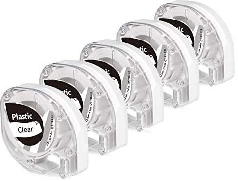 kompatibel mit Phomemo P12 Etikettenband Schwarz auf Transparent 12mm x 4m | kompatibel mit Phomemo P12 P12Pro LT12 Etikettendrucker & für Dymo Letratag LT-100H LT-110T XR