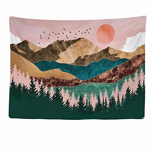 Ulticool – Tapisserie Murale Décorative Chambre - Nature Soleil Montagnes Bohème - 200 x 150 cm Grand – Papier Peint Tissu – Tapestry Aesthetic Wall - Décoration Panoramique