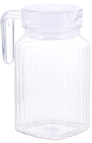 Acan Jarra de vidrio para agua con tapa de plástico, 600 ml, color aleatorio