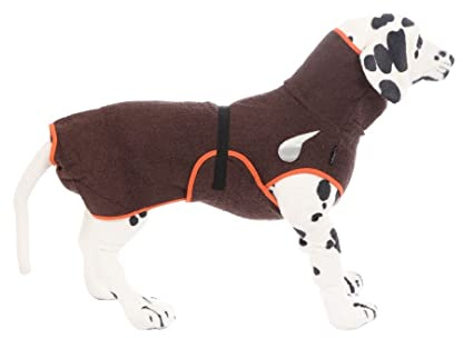 drop-tex Hundebademantel -Dunkelbraun - Rückenlänge 25cm - 90cm auswählbar - 100% Handmade - 100% Baumwolle (Walkfrottier)