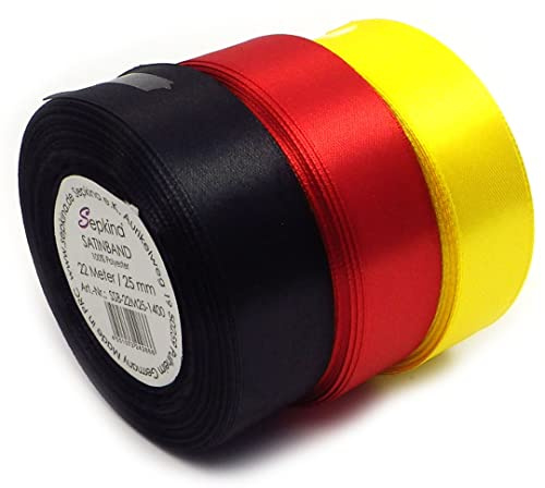 Set Deutschland Satinband Schleifenband Dekoband Band Bastelband Zierband Satin Schwarz Rot Gelb (25 mm, Schwarz Rot Gelb)