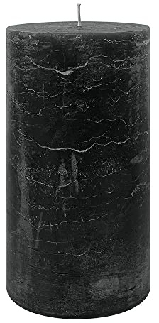 Rustic Stumpenkerze Premium Kerze Anthrazit 10x20cm - 120 Stunden Brenndauer
