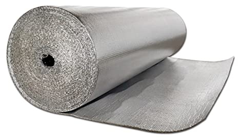 ZXCASDF Radiator Insulation Foil,Self-Adhesive Double Aluminium Bubble Insulation Foil,Waterproof Vapour Barrier Double Aluminium Layer Bubble Wrap Foil Insulation Roll,3mm（thk）,1 * 6M(6m²)