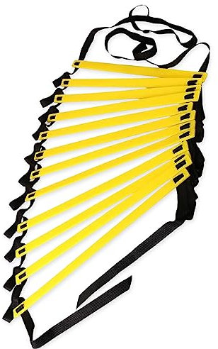 wisoolkic Trainingsleiter mit Tragetasche Speed ​​Ladders Professional Drills Equipment, Gelb, 8M