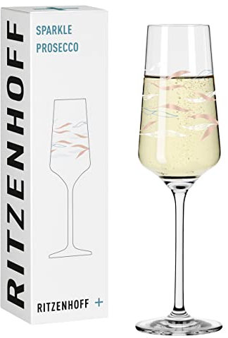 RITZENHOFF 3441004 Bicchiere da prosecco 200 ml - Serie Sparkle motivo n. 10 con giardino marino, multicolore - Made in Germany