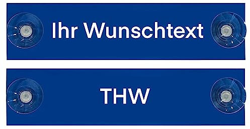 Hinweis Schild Saugnapfschild Wunschtext, THW, Wasserwacht Blau 200x50 mm… (THW)