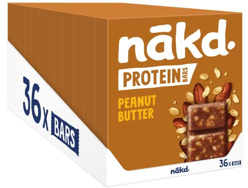 Nakd Peanut Butter Protein Bar - Vegan - Gluten Free - Healthy Snack, 45g (Pack of 36 bars)
