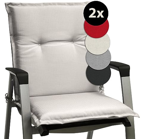 Beautissu 2er Set Niedriglehner Auflagen Sitzkissen für Garten Balkon | 100x50cm 6cm Dickes Sitzpolster Natur Sitzauflage Gartenstuhlauflage Stuhl Bequemes Camping Niederlehner Campingstuhl Base NL